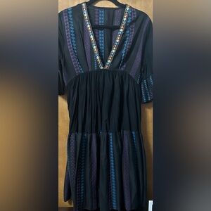 Black Dress with Purple and Blue Accents